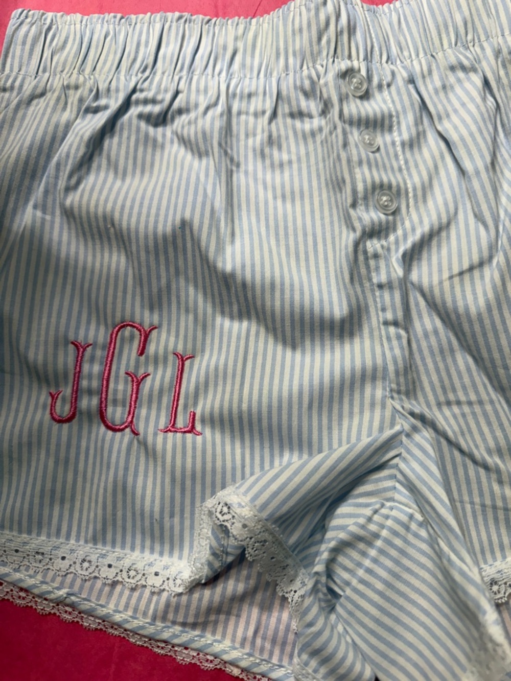 NWT small wild indigo Blue Pinstripe Pajama Shortset with matching bow top